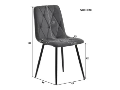 Juego de 4 sillas de cocina de lino y sarga gris con patas de metal negro