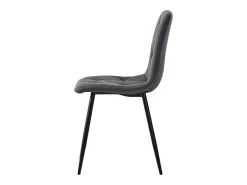 Juego de 4 sillas de cocina de lino y sarga gris con patas de metal negro