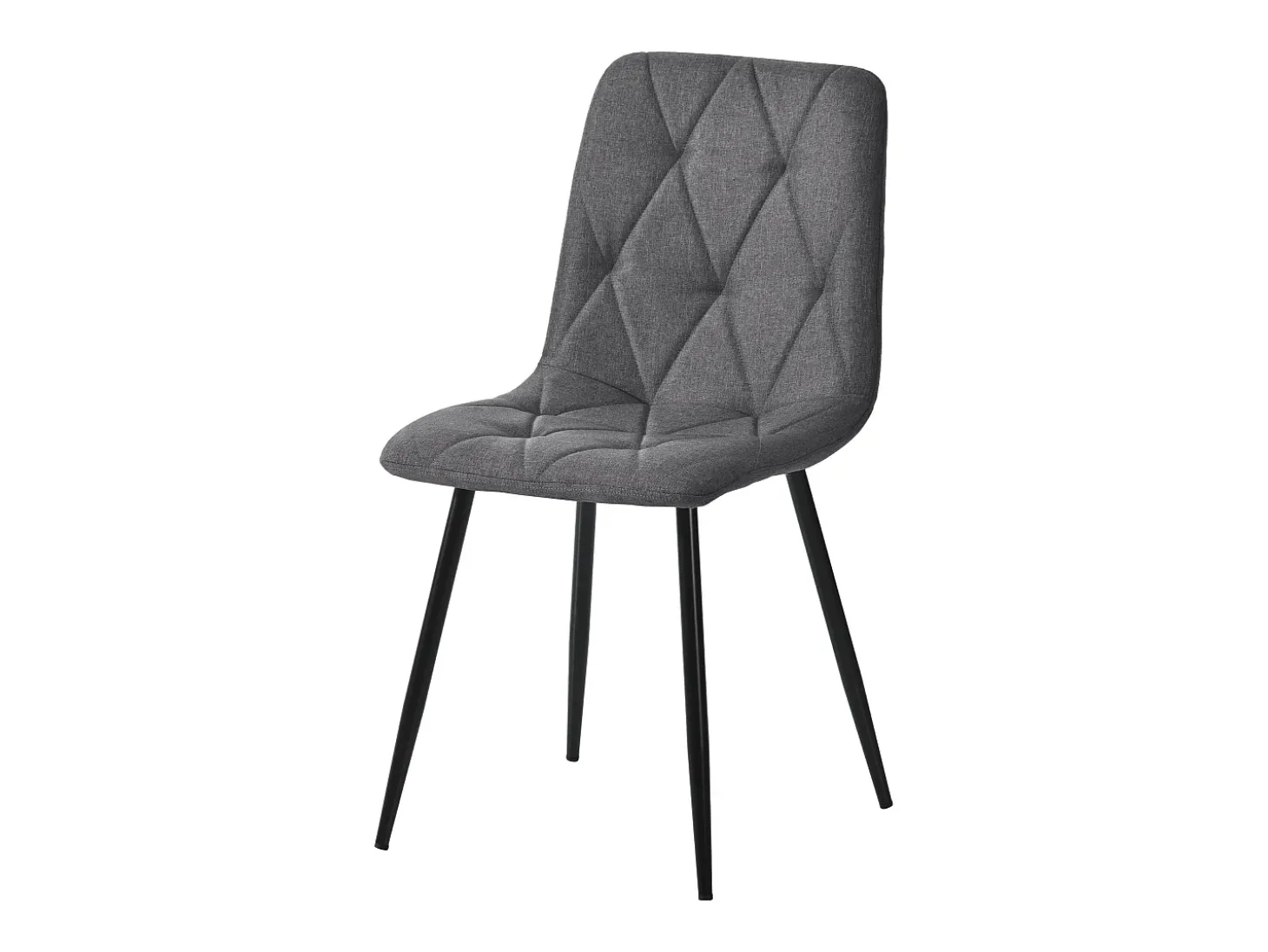 Juego de 4 sillas de cocina de lino y sarga gris con patas de metal negro