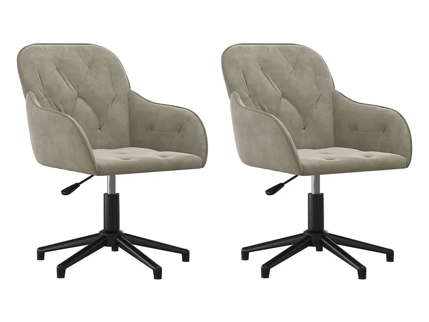 Juego de 2 sillas de comedor giratorias de terciopelo gris claro