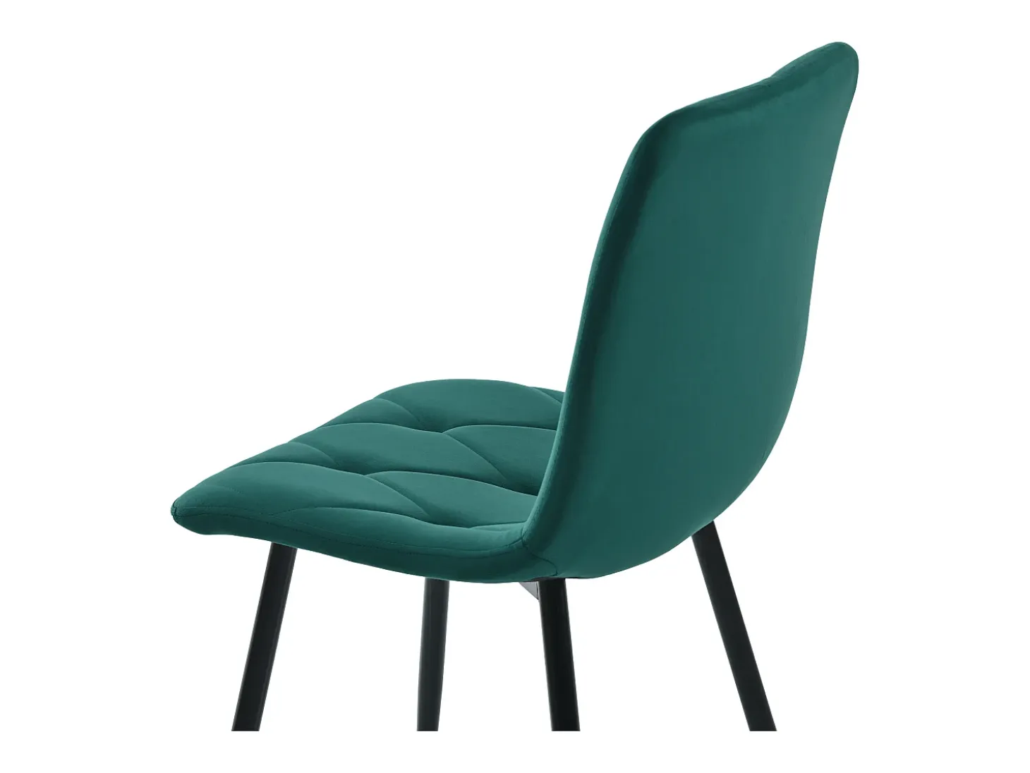 Juego de 4 sillas de comedor - Sillas con respaldo de sarga acolchado y patas de metal - terciopelo verde