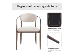 Juego de 2 sillas de comedor - 57 x 60 x 81 cm - silla de maquillaje - patas doradas ajustables - lino - beige