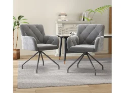 Juego de 6 sillas de comedor con diseño de rombos, tapizadas con 4 patas de metal, para salón (59,69 x 59,69 x 58,42 cm)