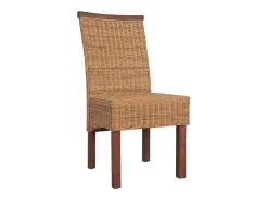 Juego de 2 sillas de comedor de ratán natural marrón