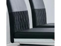 Juego de 6 sillas de comedor modernas con respaldo alto y patas tapizadas, respaldo de rayas cruzadas para comedor, cocina y oficina, color negro
