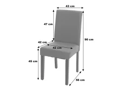 Juego de 6 sillas de comedor Littau de piel sintética, polipiel, blanca, patas oscuras