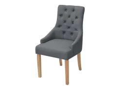 Juego de 2 sillas de comedor de tela gris oscuro