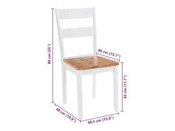 Juego de 4 sillas de comedor de madera maciza de caucho blanca