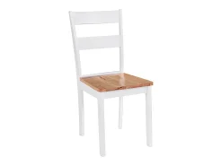 Juego de 4 sillas de comedor de madera maciza de caucho blanca