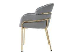 Juego de 2 sillas de comedor - terciopelo gris - silla con respaldo y patas de metal - para dormitorio y salón