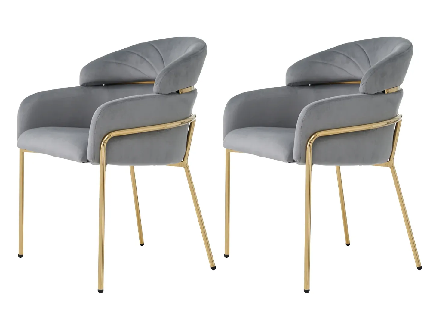 Juego de 2 sillas de comedor - terciopelo gris - silla con respaldo y patas de metal - para dormitorio y salón