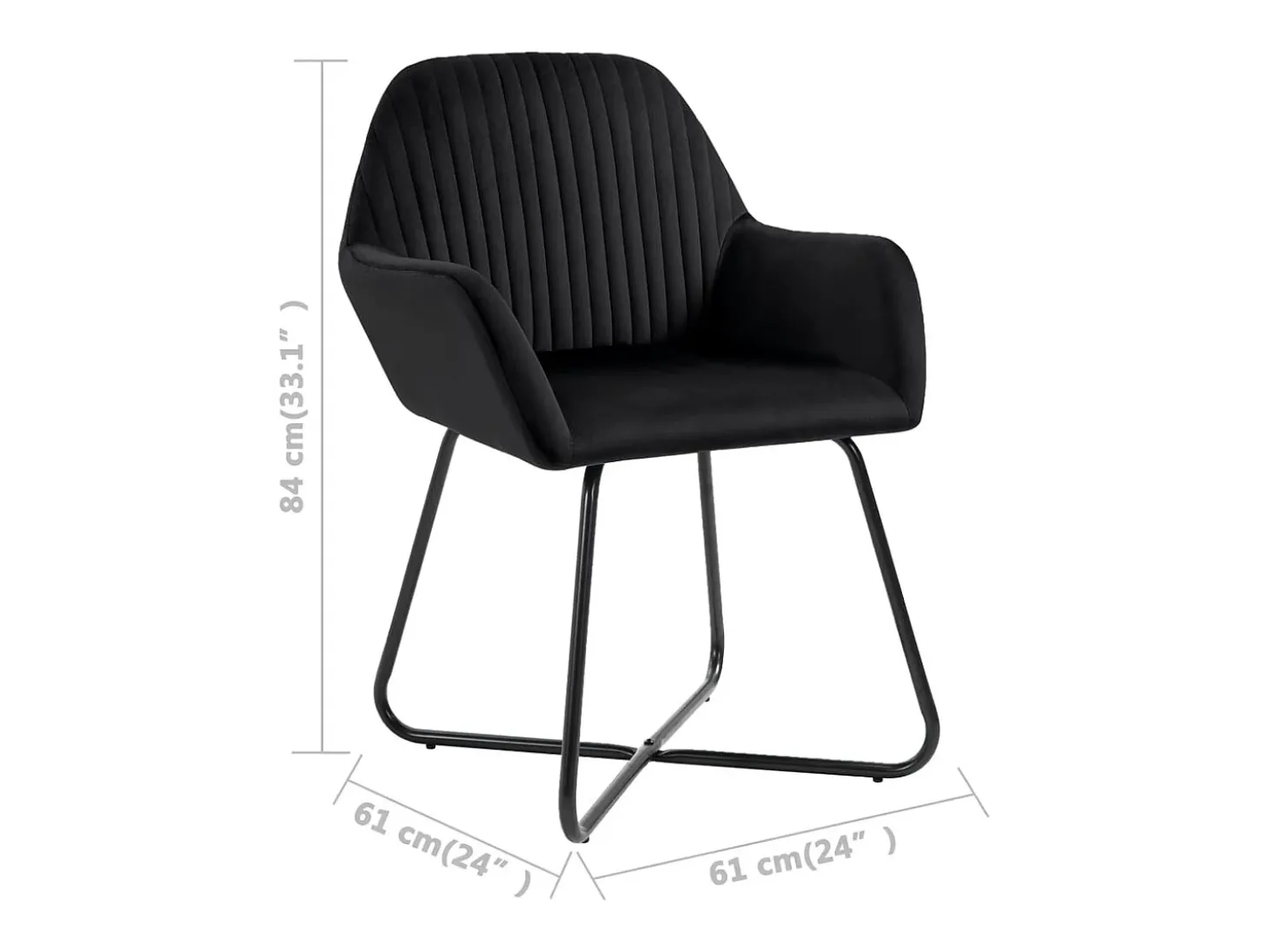 Juego de 4 sillas de comedor de terciopelo negro