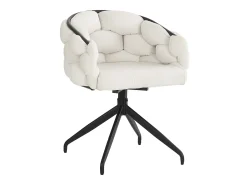 Juego de 2 sillas de comedor giratorias - 61 x 59 x 77,5 cm - Patas de terciopelo y hierro - Beige + negro