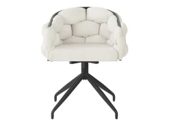 Juego de 2 sillas de comedor giratorias - 61 x 59 x 77,5 cm - Patas de terciopelo y hierro - Beige + negro