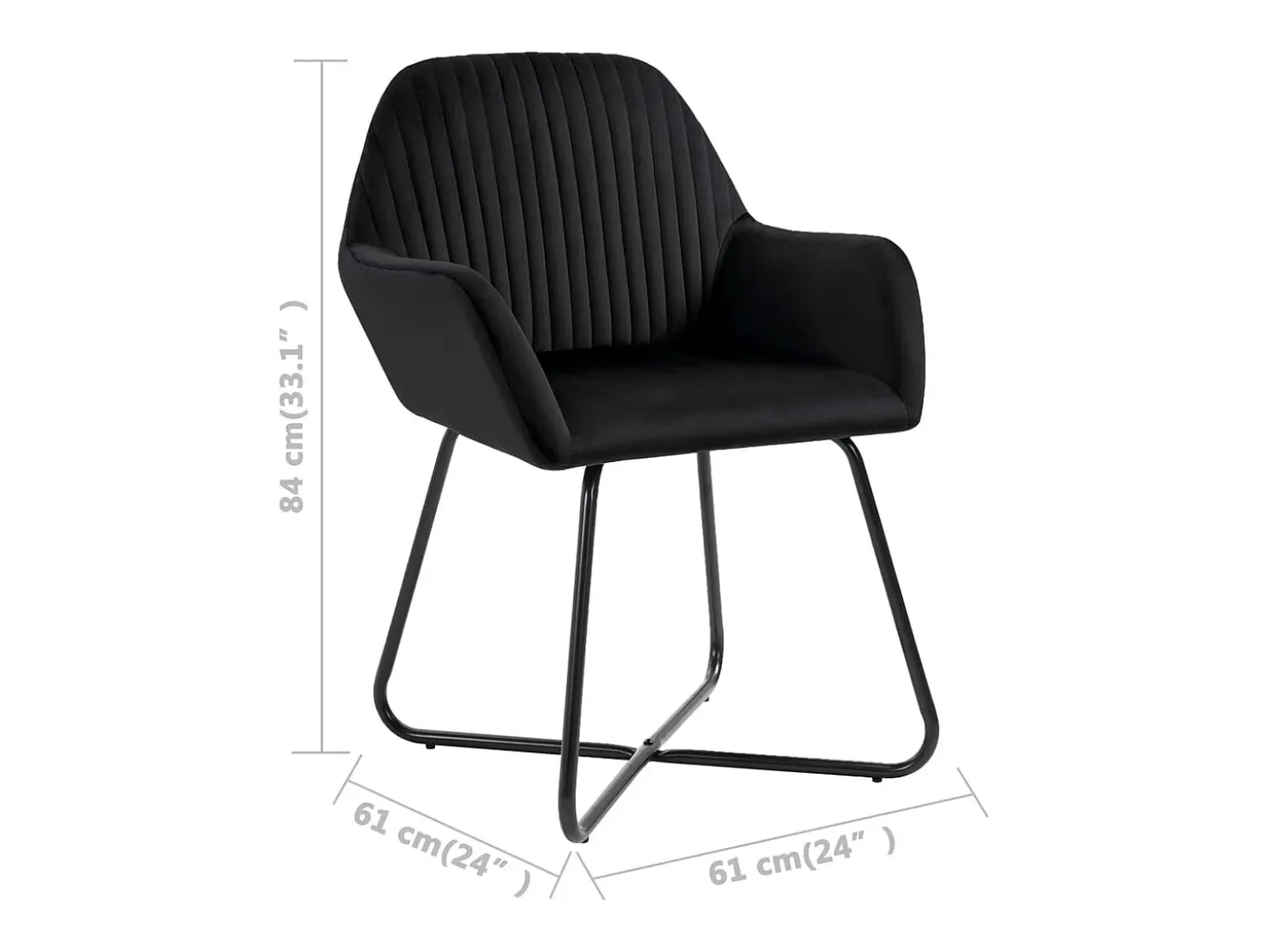 Juego de 6 sillas de comedor de terciopelo negro