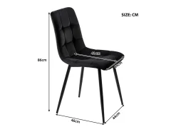 Juego de 4 sillas de comedor modernas tapizadas con respaldo - terciopelo - negro - Para cocina, salón