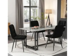 Juego de 4 sillas de comedor modernas tapizadas con respaldo - terciopelo - negro - Para cocina, salón