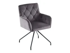 Juego de 6 sillas de comedor de terciopelo - 85 x 49 x 49 cm - Sillón tapizado con 4 patas de metal - con soporte lumbar - Gris