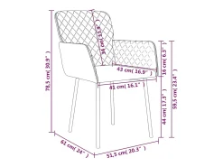 Juego de 2 sillas de comedor de terciopelo gris oscuro