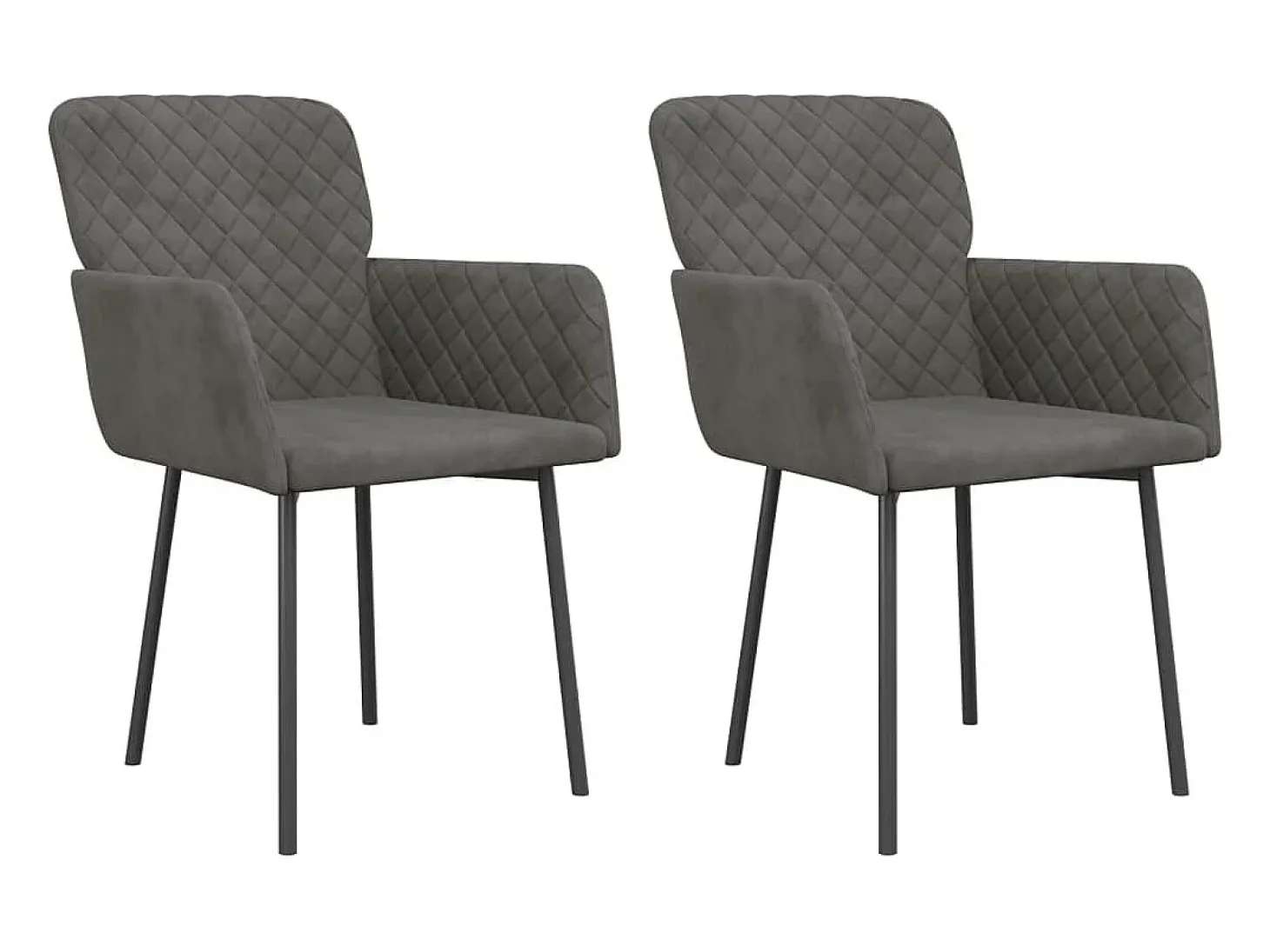 Juego de 2 sillas de comedor de terciopelo gris oscuro