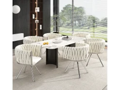 Juego de 4 sillas de comedor de terciopelo, sillas giratorias de lujo para salón y dormitorio, con patas de metal (62 x 60 x 57 cm)