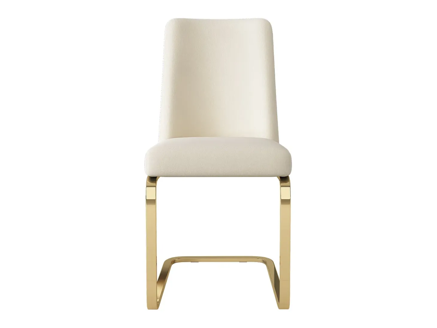 Juego de 2 sillas de comedor en terciopelo beige con respaldo tapizado y patas doradas.