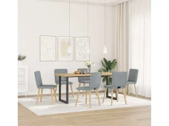 Juego de 6 sillas de comedor de tela gris claro