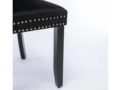 Juego de 2 sillas de comedor en terciopelo negro con tachuelas decorativas y respaldo acolchado