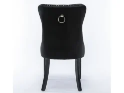 Juego de 2 sillas de comedor en terciopelo negro con tachuelas decorativas y respaldo acolchado
