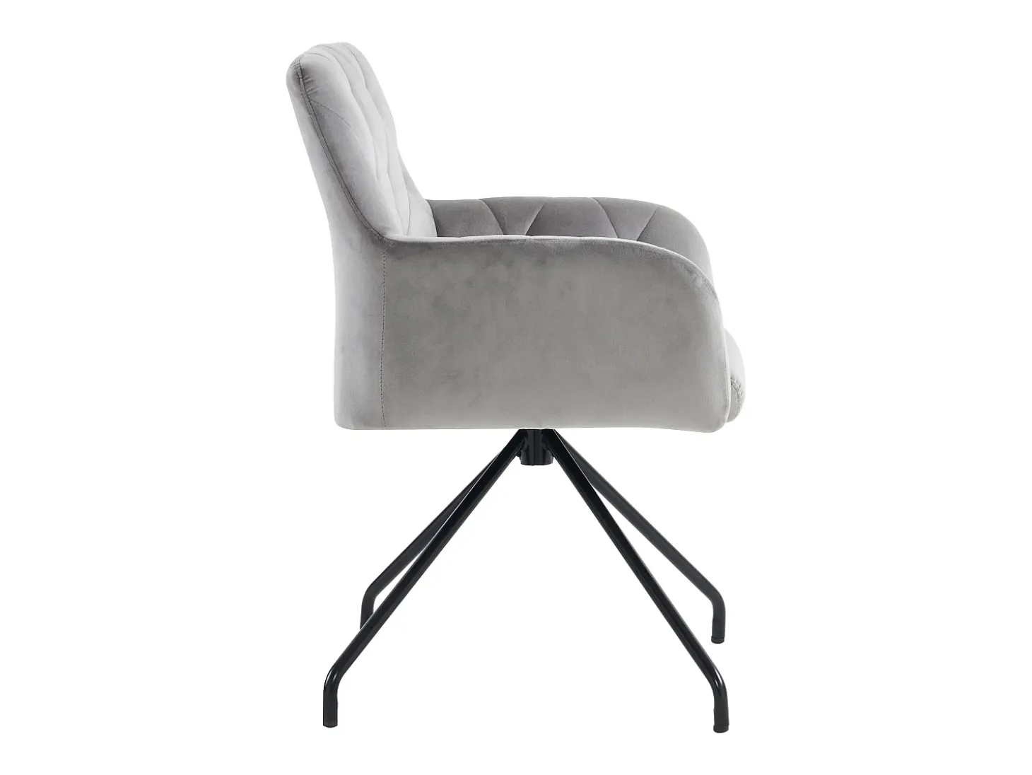Juego de 4 sillas de comedor de terciopelo gris claro con respaldo de rombos y patas de metal negro