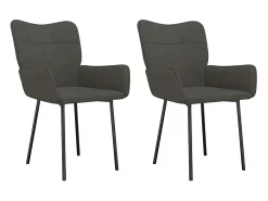 Juego de 2 sillas de comedor de terciopelo gris oscuro