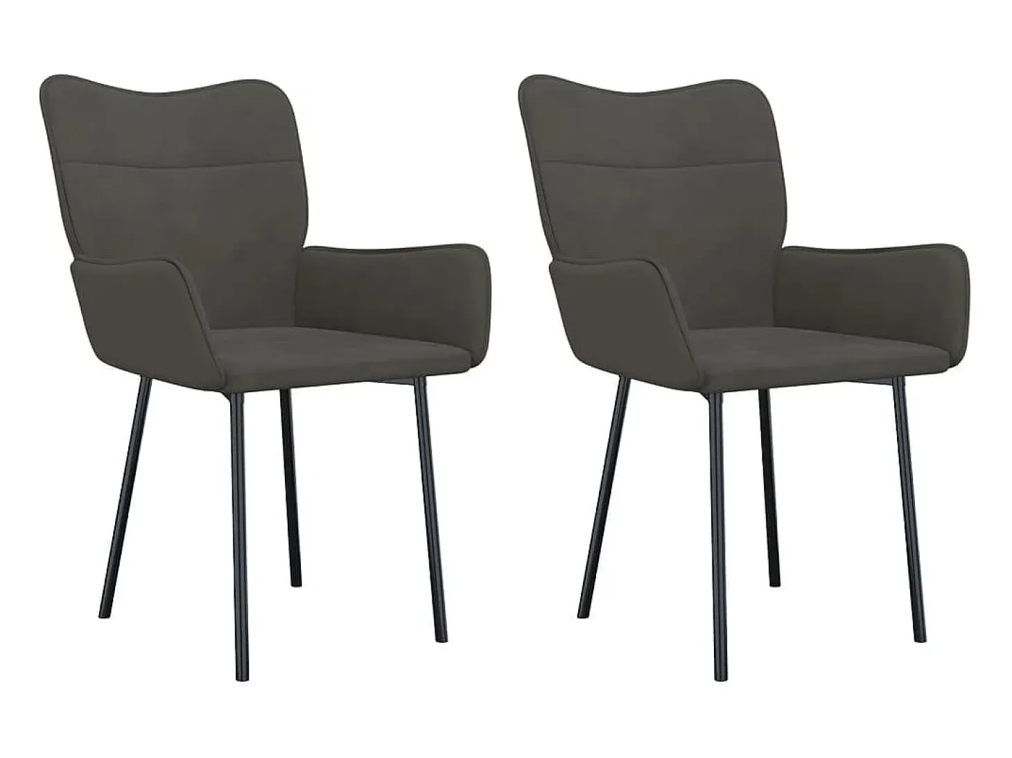 Juego de 2 sillas de comedor de terciopelo gris oscuro