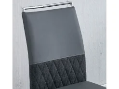 Juego de 6 sillas de comedor modernas, respaldo de piel sintética y lino, trona tapizada, diseño de rayas cruzadas, color gris (42 x 45 x 83,7 cm)