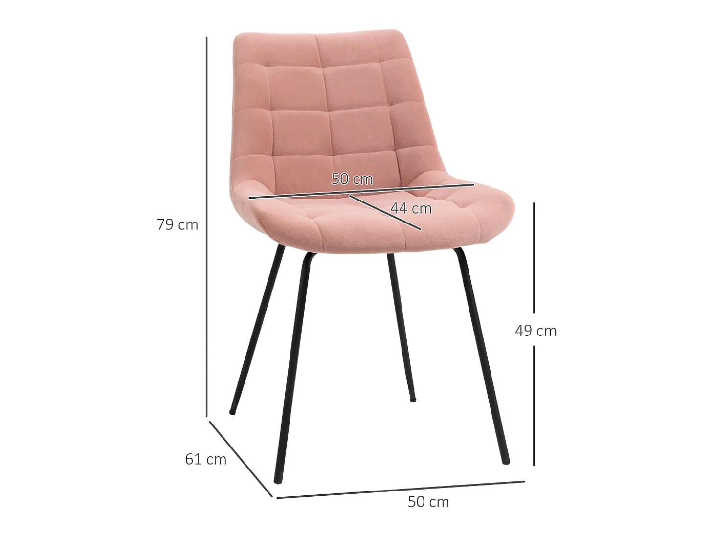 Juego de 2 sillas de comedor, silla de cocina con respaldo, funda de terciopelo en color rosa, diseño retro, patas de acero