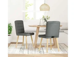 Juego de 2 sillas de comedor de tela gris oscuro