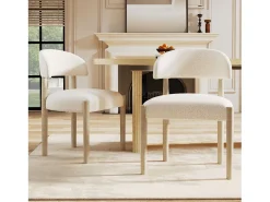 Juego de 4 sillas de comedor de madera maciza - 58 x 58 x 78 cm - estilo moderno - transpirable - acabado rizado - natural