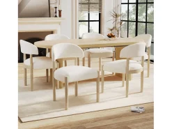 Juego de 4 sillas de comedor de madera maciza - 58 x 58 x 78 cm - estilo moderno - transpirable - acabado rizado - natural