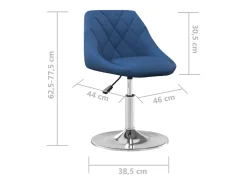 Juego de 2 sillas de comedor giratorias de terciopelo azul