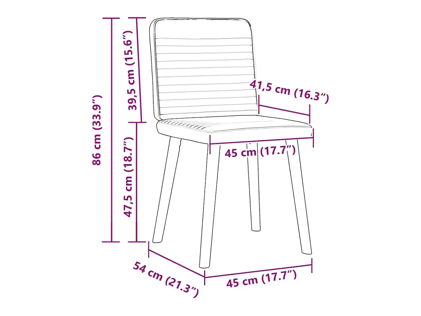 Juego de 6 sillas de comedor de tela negra