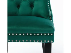 Juego de 2 sillas de comedor - Sillas con respaldo acolchado, patas de madera y ribete de tachuelas - terciopelo verde