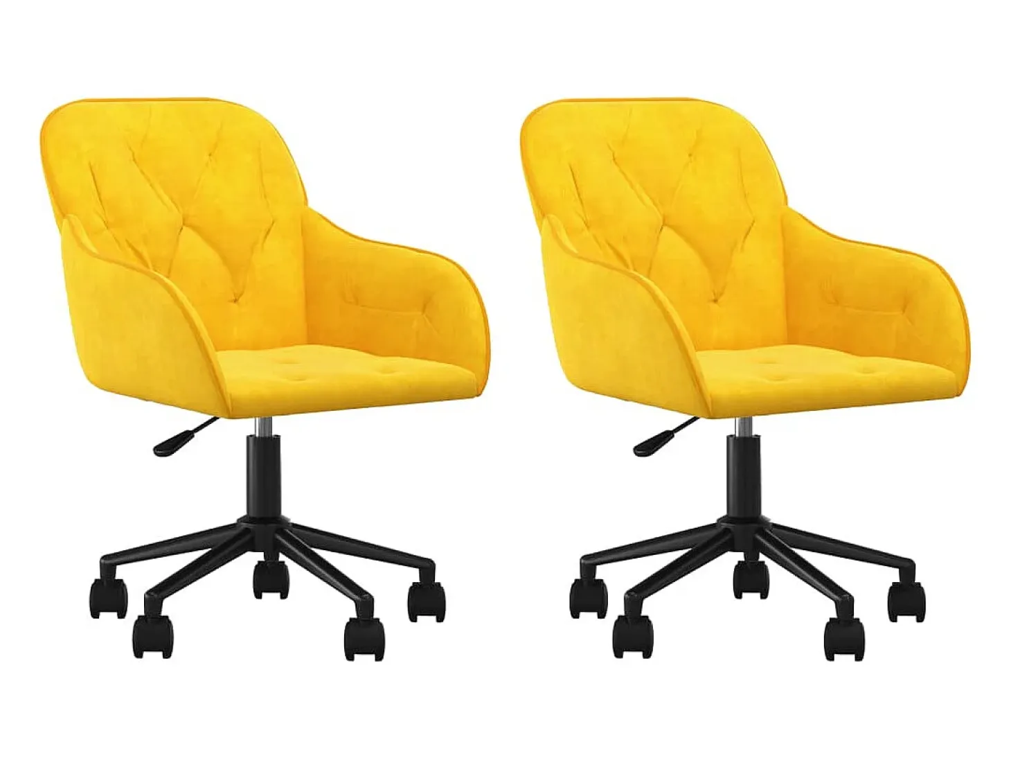 Juego de 2 sillas de comedor giratorias de terciopelo amarillo