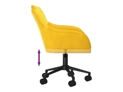 Juego de 2 sillas de comedor giratorias de terciopelo amarillo