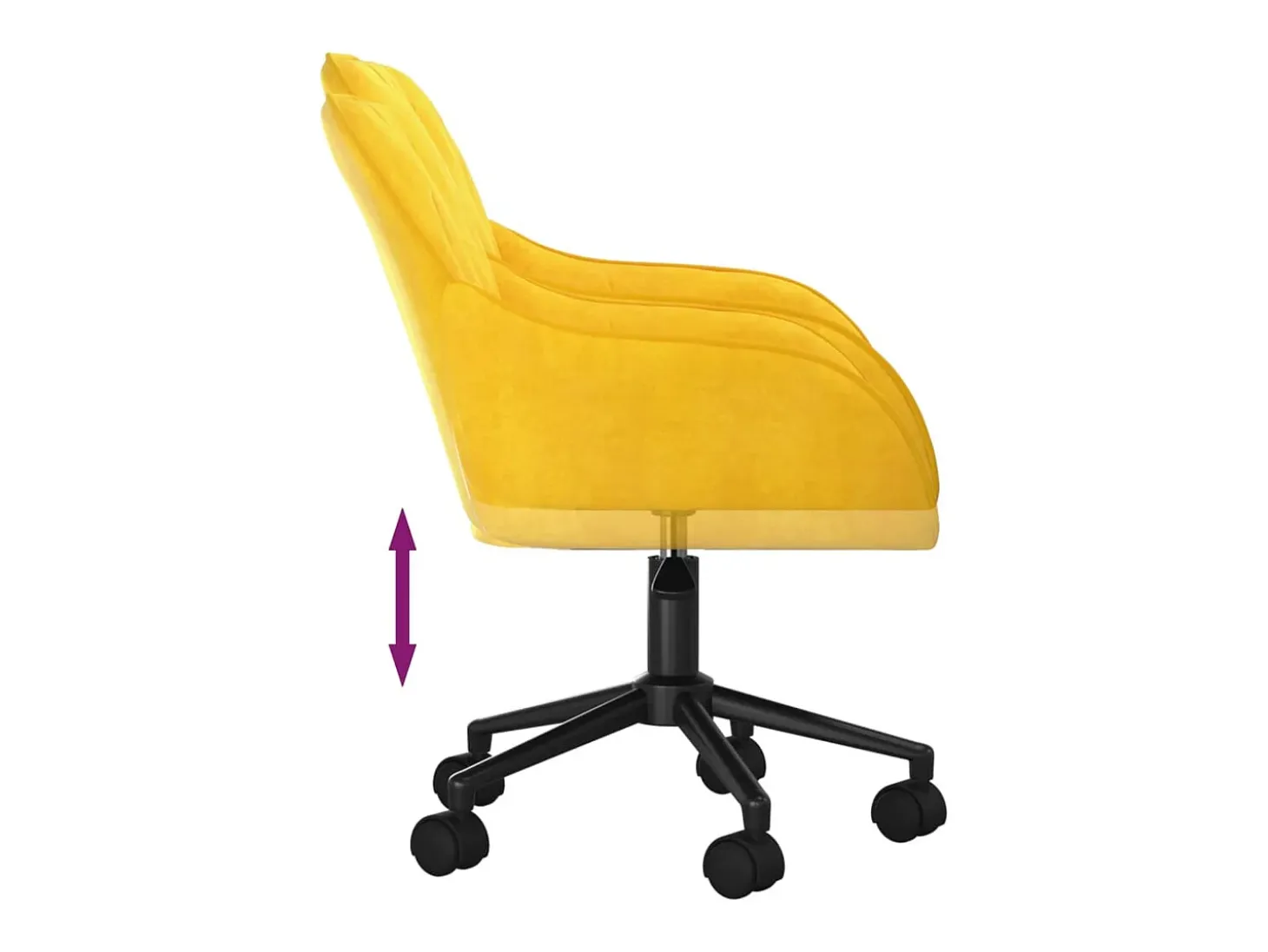 Juego de 2 sillas de comedor giratorias de terciopelo amarillo