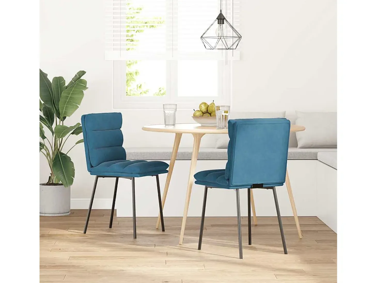 Juego de 2 sillas de comedor de terciopelo azul