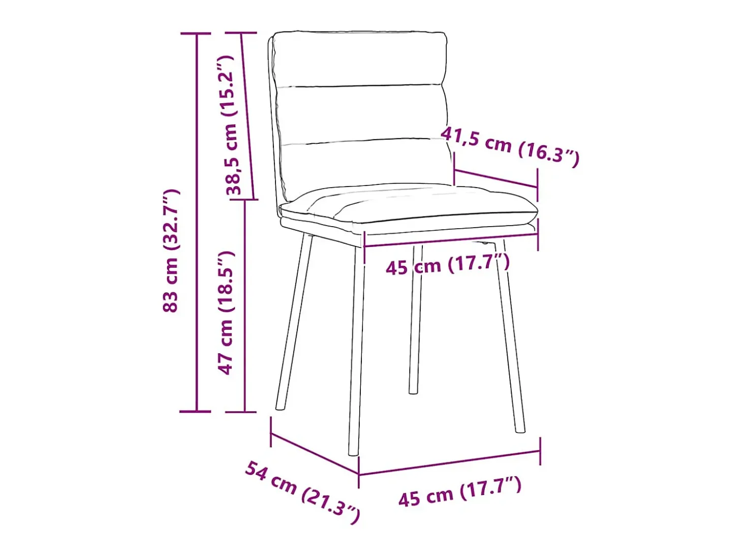 Juego de 2 sillas de comedor de terciopelo azul