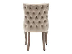 Juego de 2 sillas de comedor - Terciopelo y madera maciza - Respaldo alto con motivo de rombos - Beige