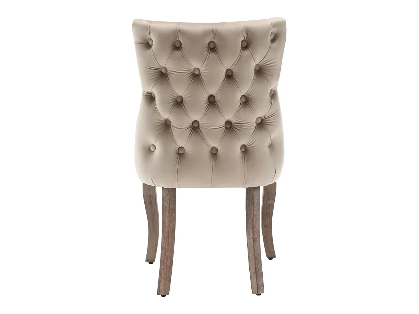 Juego de 2 sillas de comedor - Terciopelo y madera maciza - Respaldo alto con motivo de rombos - Beige