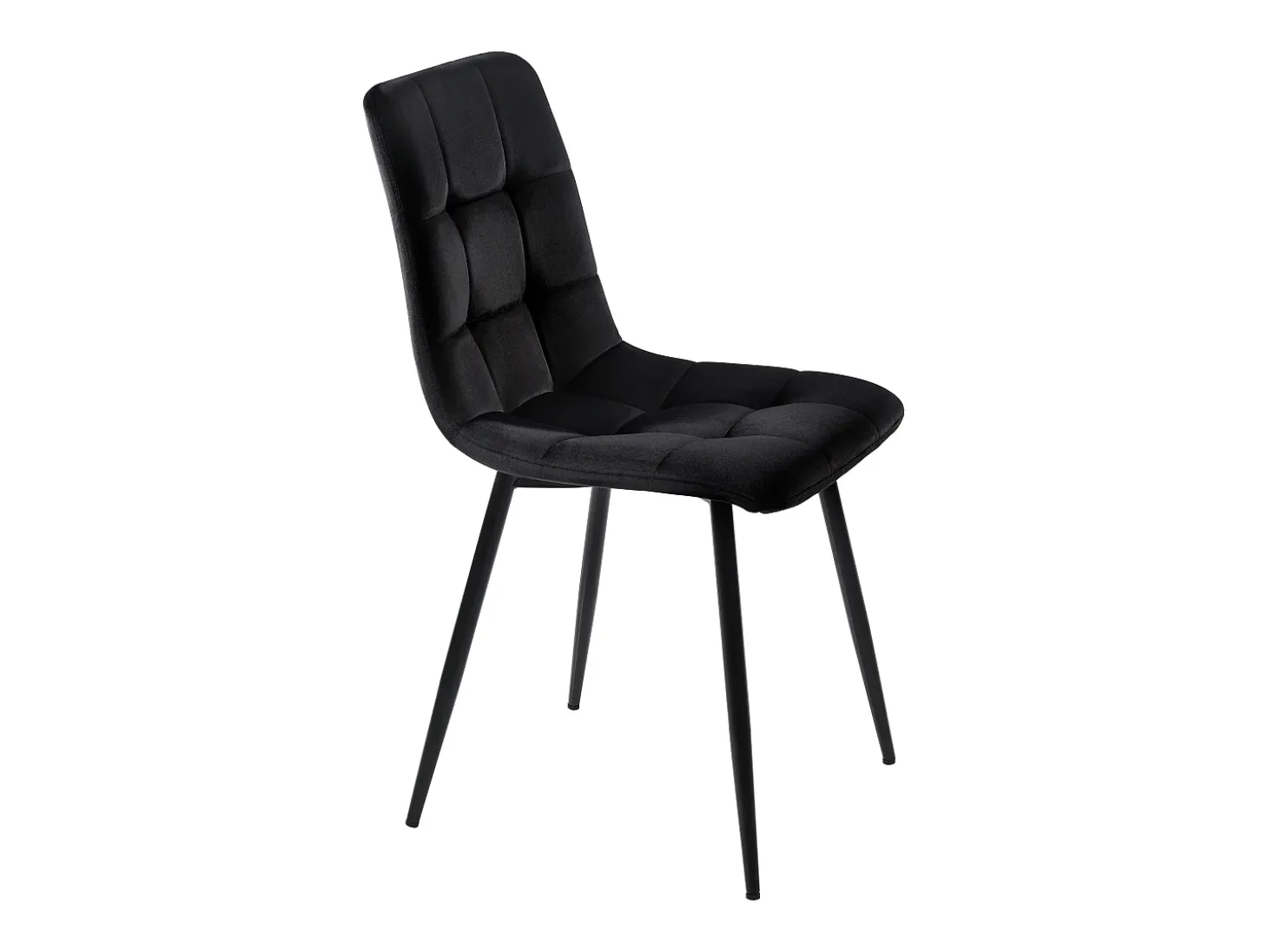 Juego de 4 sillas de comedor - estructura de metal - tela de terciopelo - negro