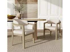 Juego de 4 sillas de comedor de madera maciza - 58 x 58 x 78 cm - Estilo moderno - tapizado en bucle - color natural