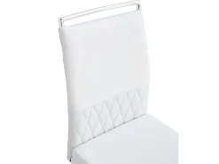 Juego de 4 sillas de comedor modernas con respaldo alto y patas tapizadas, respaldo de rayas cruzadas para comedor, cocina y oficina, color blanco